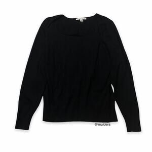 Carolyn Taylor Solid Black Boat Neckline Long Sleeve Knit Pullover Sweater XL